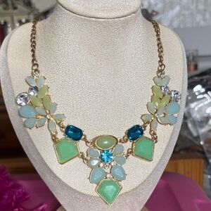 Elegant Gold and Blue Statement Necklace